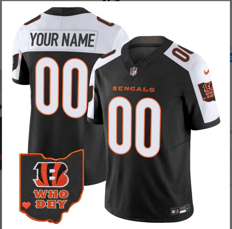 Men 2024 Nike NFL Cincinnati Bengals  Ohio Patch Vapor Limited Custom Jersey V2->customized nfl jersey->Custom Jersey